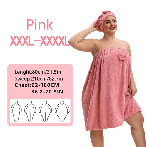 Plus Size 2‑Piece Solid Color Bath Set, Adjustable Bath Wrap Skirt & Hair‑Drying Cap for Home Travel Hotel, GLOBAL PICKS Collection