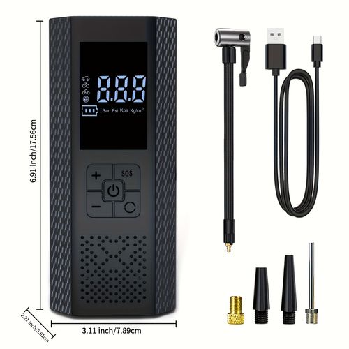 150PSI Cordless Portable Air Compressor LED Display One-Touch Fast Tire Inflator USB Rechargeable