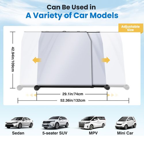 2026 Retractable Car Windshield Sun Shade, Adjustable UV Heat Protection, Universal (Not Fit Bulged Dashboard)