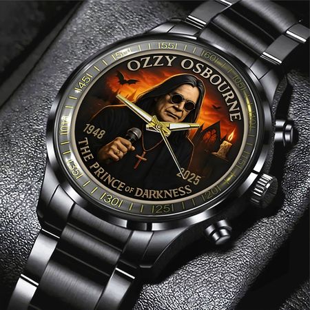 Montre en acier inoxydable noire Ozzy Osbourne