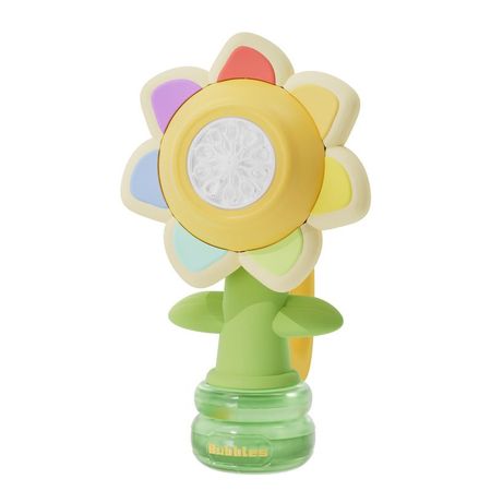 Machine à bulles fleur arc-en-ciel pour enfants : machine à bulles tournesol avec lumière oscillante, entièrement automatique et électrique
