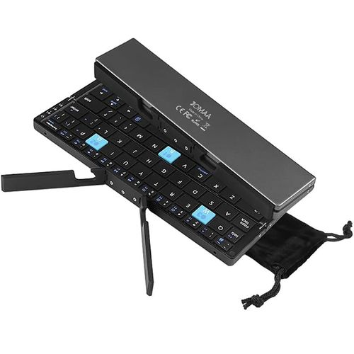 Mini Folding Bluetooth Keyboard Wireless Keypad Support 3 Devices With Stand for Phone Tablet Rechargeable Foldable Keyboard