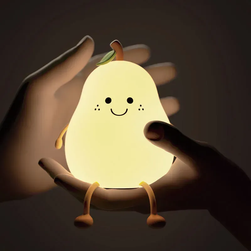 Hot Product Pear LED Night Lights Table Lamp Environmental Protection Silicone Light with 7 Colors Changeable