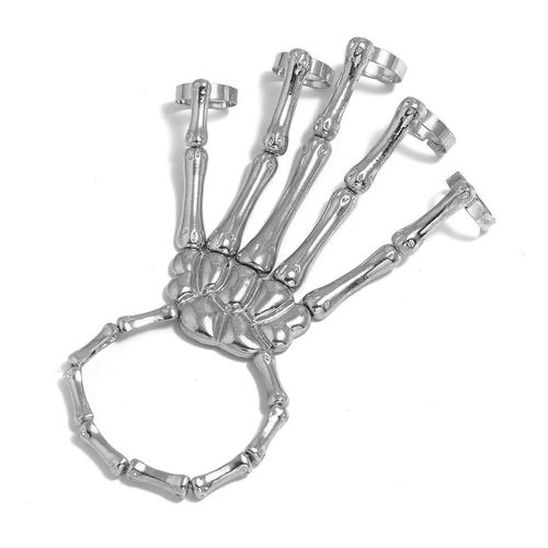 Titanium steel ring and skull hand bone a complete set of jewelry