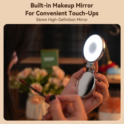 Mini Fill Light Rechargeable 3 Modes Adjustable 180° Flip & Built-in Mirror Magnetic Mobile Phone Selfie Ring Light