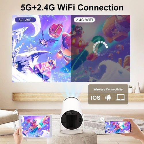 HY300 HiFi 4K Android 11 Outdoor Portable Phone LCD Projector with Wifi6 Smart Mini Cinema Projectors LED Lamp