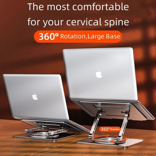 Aluminum Alloy 360 Degree Rotation Portable Foldable Adjustable Laptop Stand for 17.3 Inches Notebook or Tablet