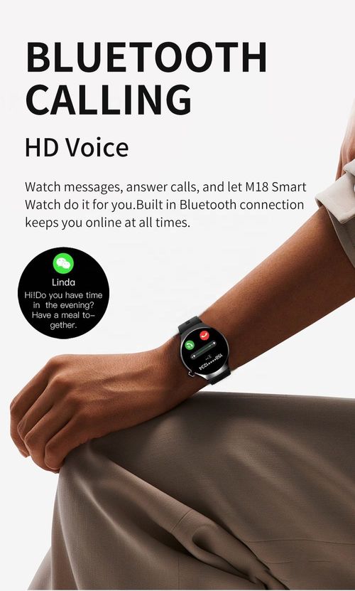 2025 Newest M18 Smart Watch Men 1.5 Inch HD Round Screen BT Calling Ultra-low Latency Outdoor Sport Fitness Bracelet Smart Watch