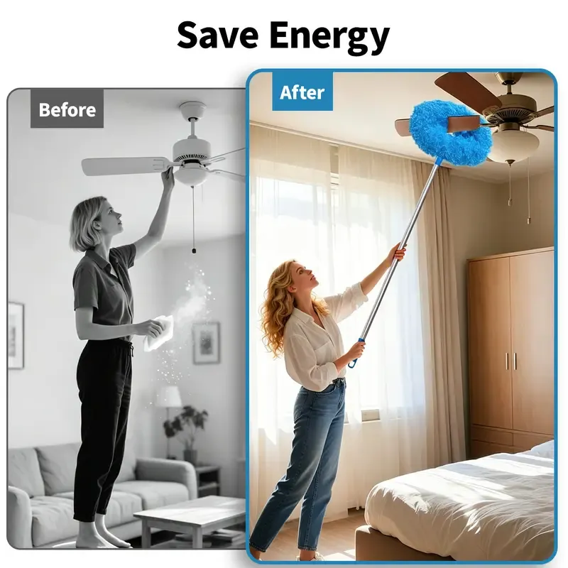 Retractable Microfiber Ceiling Fan Duster - Long Handle