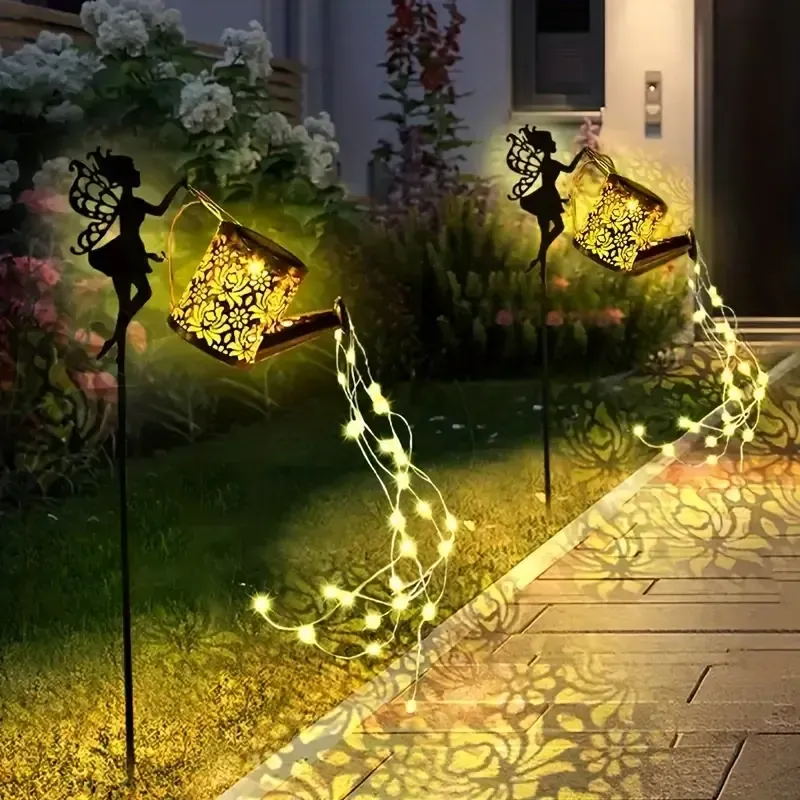 6 Vintage Metal Solar Angel Kettle Fairy Lights（复古金属太阳能天使水壶仙女灯）