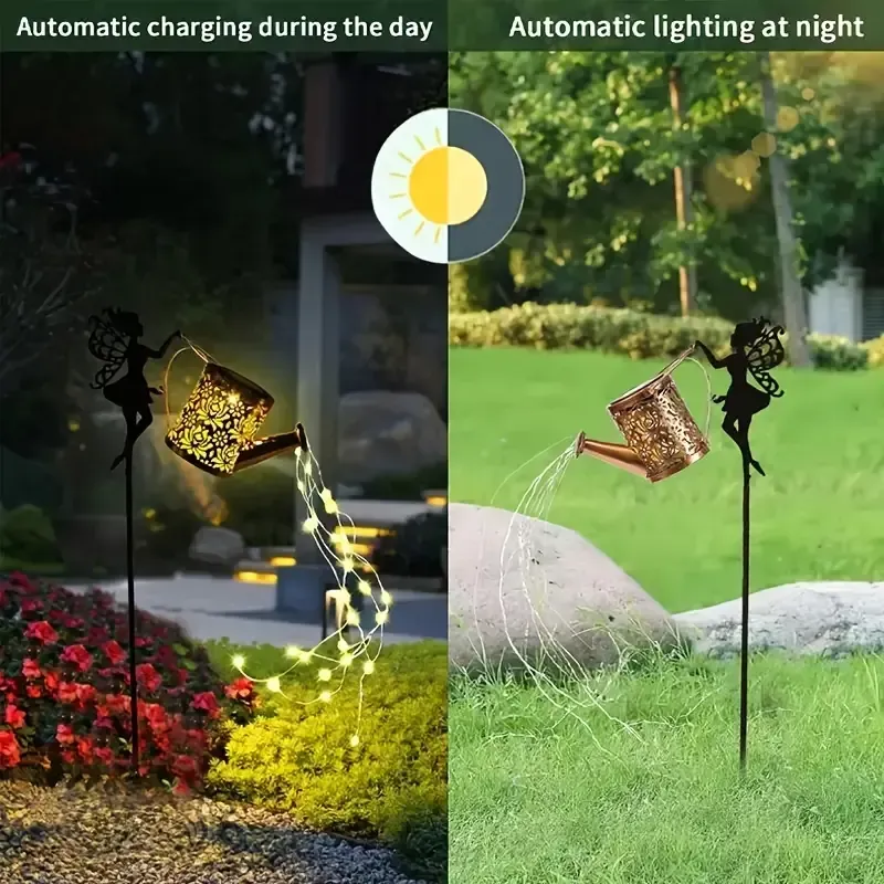 6 Vintage Metal Solar Angel Kettle Fairy Lights（复古金属太阳能天使水壶仙女灯）