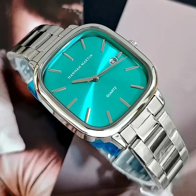 8 New Steel Band Men's Waterproof Quartz Square Watch（新款钢带男士防水手表石英方表）