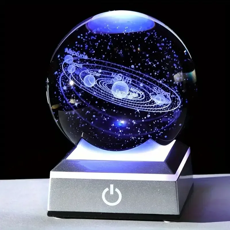 23 3D Solar System Crystal Ball with Color Changing Base