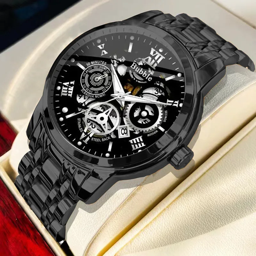 24 Men's fashion high-end light luxury multifunctional quartz watch waterproof Roman hollow watch