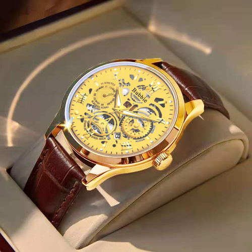 24 Men's fashion high-end light luxury multifunctional quartz watch waterproof Roman hollow watch