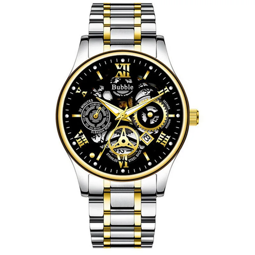 24 Men's fashion high-end light luxury multifunctional quartz watch waterproof Roman hollow watch