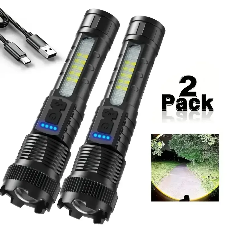 25 Buy one get one free, 2 high brightness rechargeable LED battery multifunctional flashlight