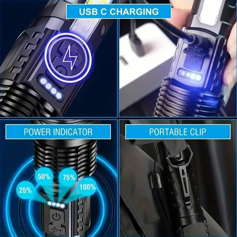 25 Buy one get one free, 2 high brightness rechargeable LED battery multifunctional flashlight