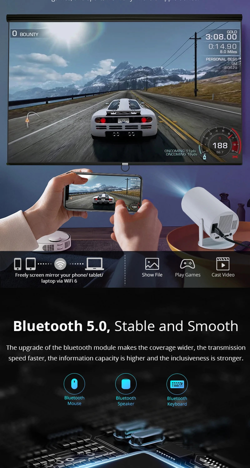 39 Bluetooth 5G HD HY300 Portable Home Projector