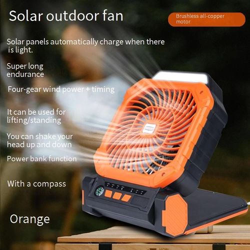 Solar fan for camping with strong wind and timer