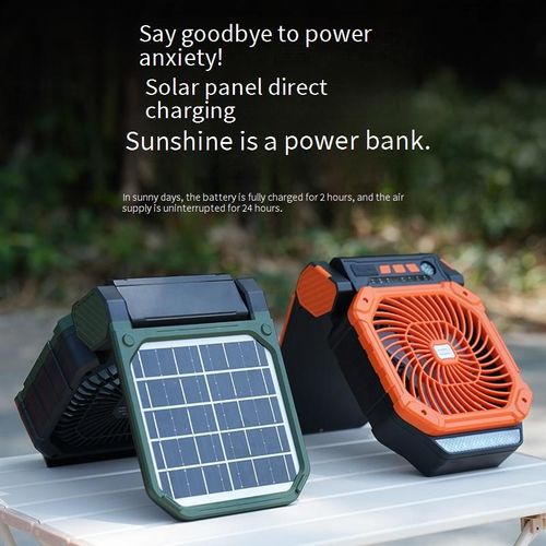 Solar fan for camping with strong wind and timer