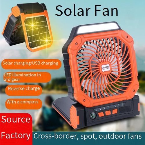 Solar fan for camping with strong wind and timer