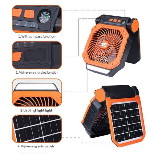 Solar fan for camping with strong wind and timer