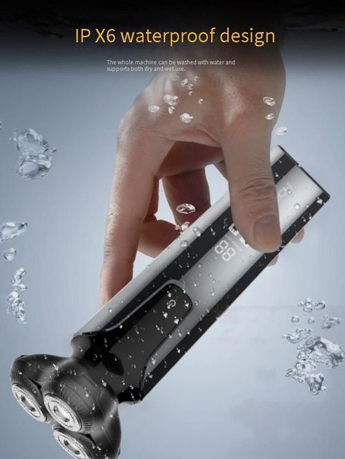 Electric shaver with digital display, full body, plug-in, floating, wet and dry use