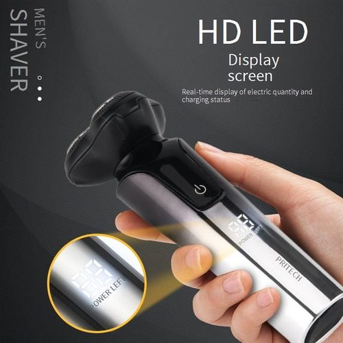 Electric shaver with digital display, full body, plug-in, floating, wet and dry use
