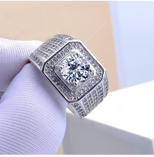Full diamond shining ring diamond cluster inlaid zircon