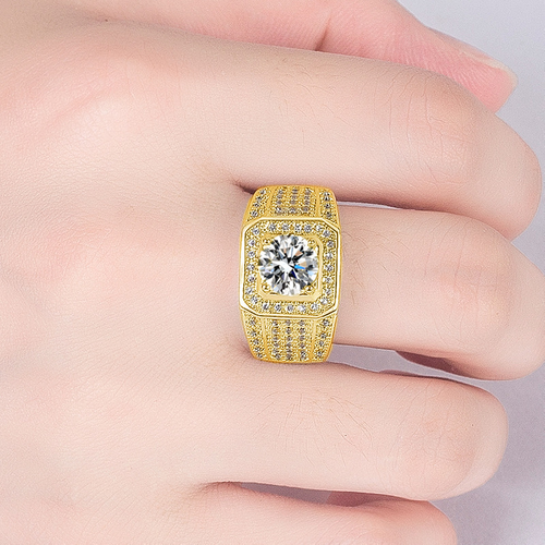 Full diamond shining ring diamond cluster inlaid zircon