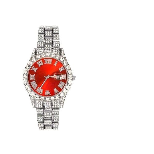Luxury Steel Band Quartz Watch with Diamonds