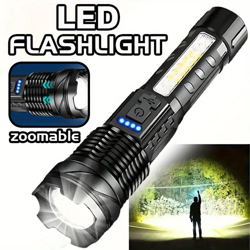 LED flashlight strong light long battery life outdoor multifunctional laser