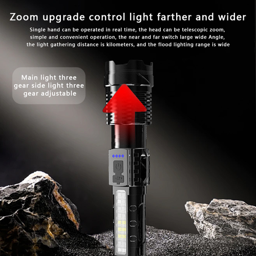 LED flashlight strong light long battery life outdoor multifunctional laser