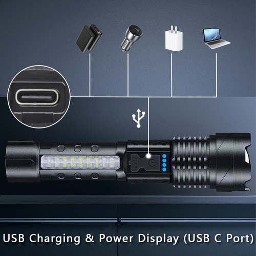 LED flashlight strong light long battery life outdoor multifunctional laser