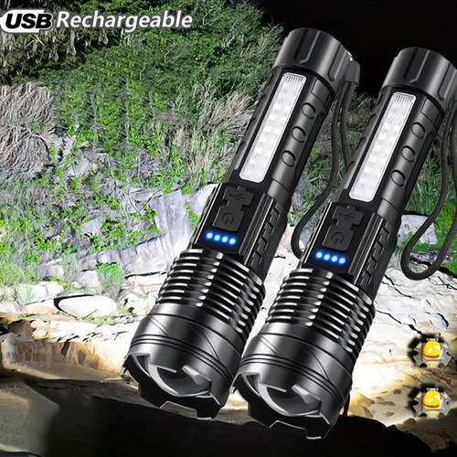 LED flashlight strong light long battery life outdoor multifunctional laser