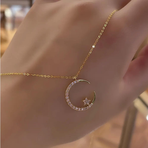 Temperament star moon pendant necklace