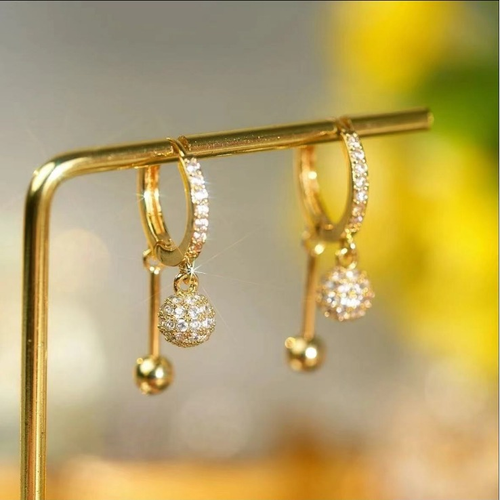 Gold earrings, luxury French style earrings