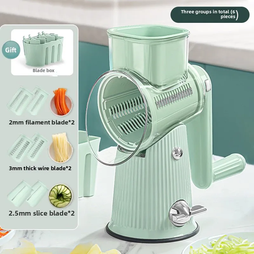 Rotary cheese grater with handle