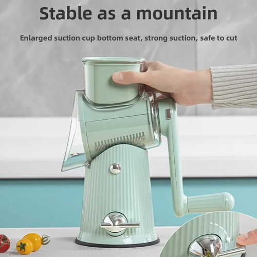 Rotary cheese grater with handle
