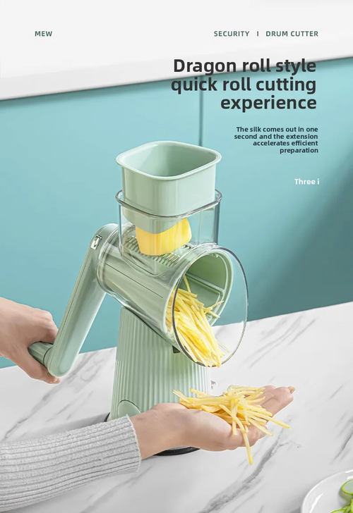 Rotary cheese grater with handle