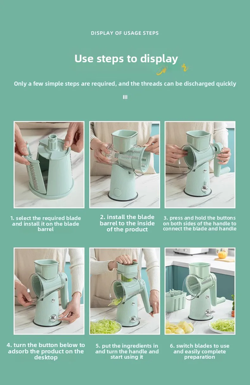 Rotary cheese grater with handle