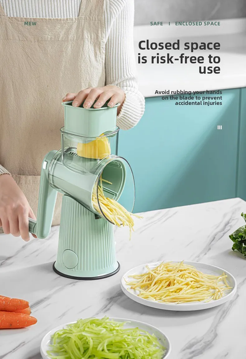Rotary cheese grater with handle
