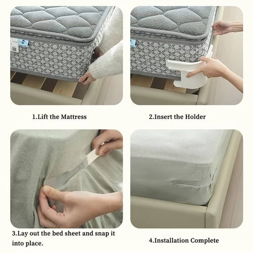 4-Pack Bed Sheet Fasteners – Modern Design, Multifunctional, Non-Slip, Needle-Free Safety Clips for Bedding