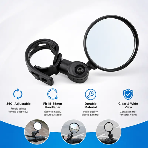 2 Counts, Bicycle Handlebar Convex Rearview Mirror
