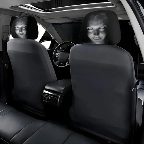 2 Piece Portrait Print Car Headrest Covers