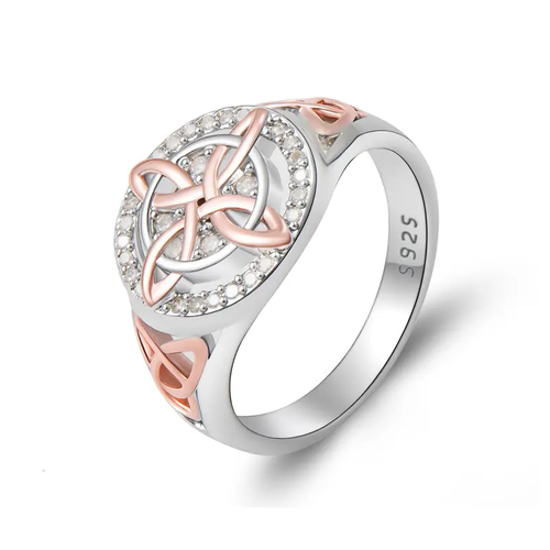 925 Sterling Silver Rose Gold Plated Celtic Knot Ring