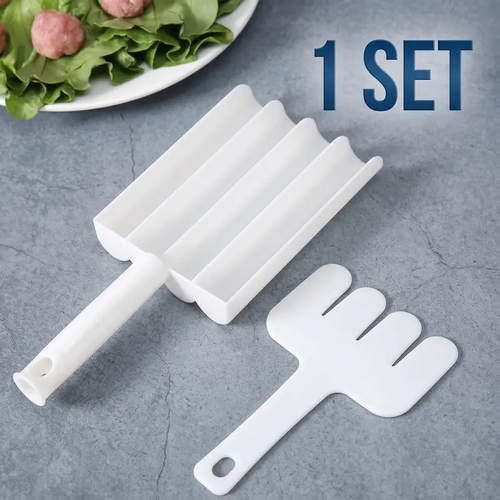 White Plastic Multifunctional Kitchen Meatball Maker Cooking Tool Set - 4 Baller Spoons