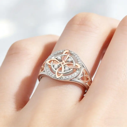 925 Sterling Silver Rose Gold Plated Celtic Knot Ring