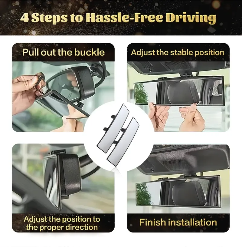 Max Install Width: 3.1car accessories 11.81 Inch Panoramic Convex real view Mirror